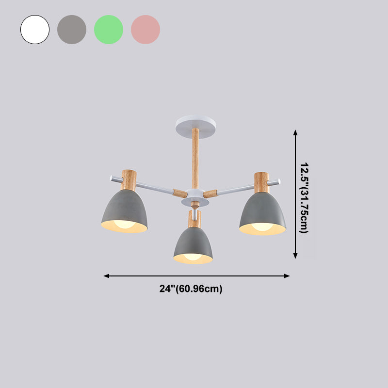 Dome Chandelier Pendant Light Modern Nordic Metal Hanging Hang Fixture with Wood