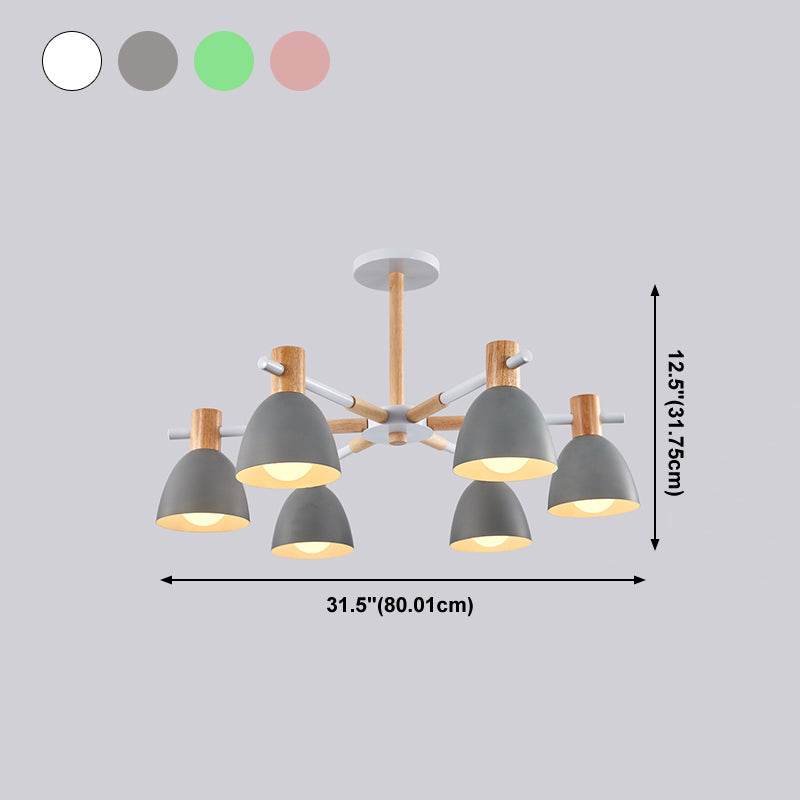 Dome Chandelier Pendant Light Modern Nordic Metal Hanging Hang Fixture with Wood