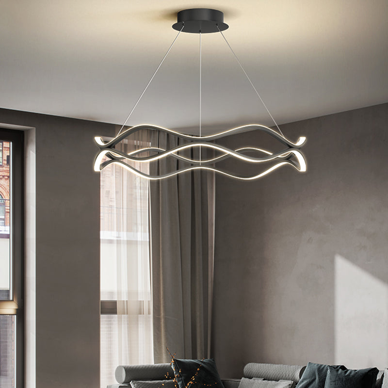 Metal Linear Chandelier Modern Style LED 2 Light Chandelier Lamp for Dining Room