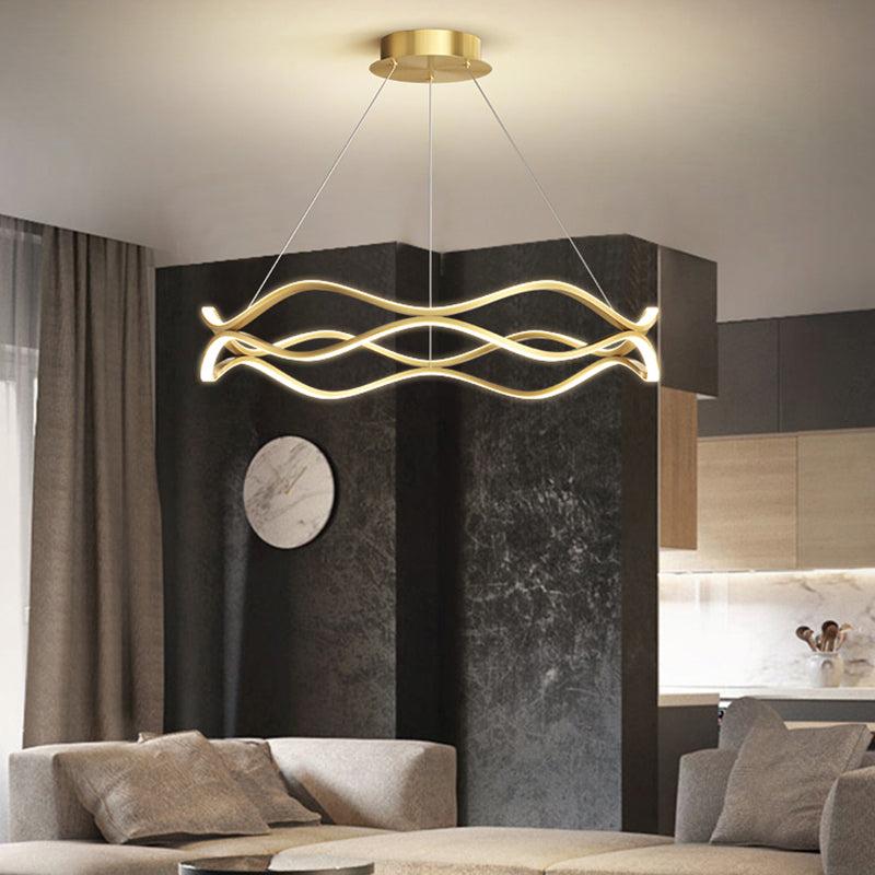 Metal Linear Chandelier Modern Style LED 2 Light Chandelier Lamp for Dining Room