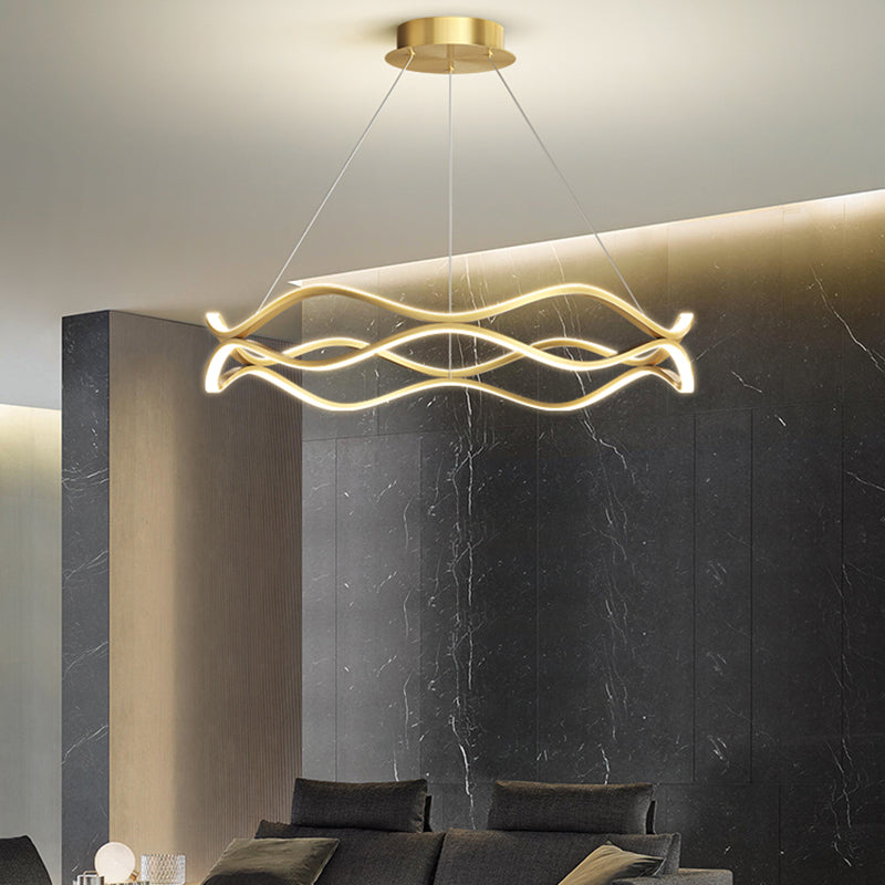 Metal Linear Chandelier Modern Style LED 2 Light Chandelier Lamp for Dining Room