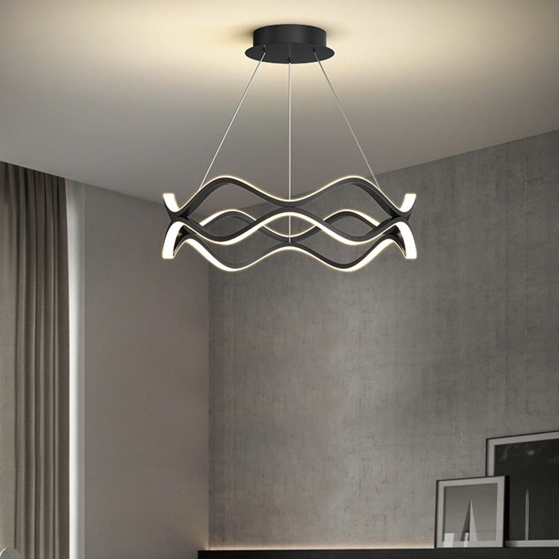 Metal Linear Chandelier Modern Style LED 2 Light Chandelier Lamp for Dining Room