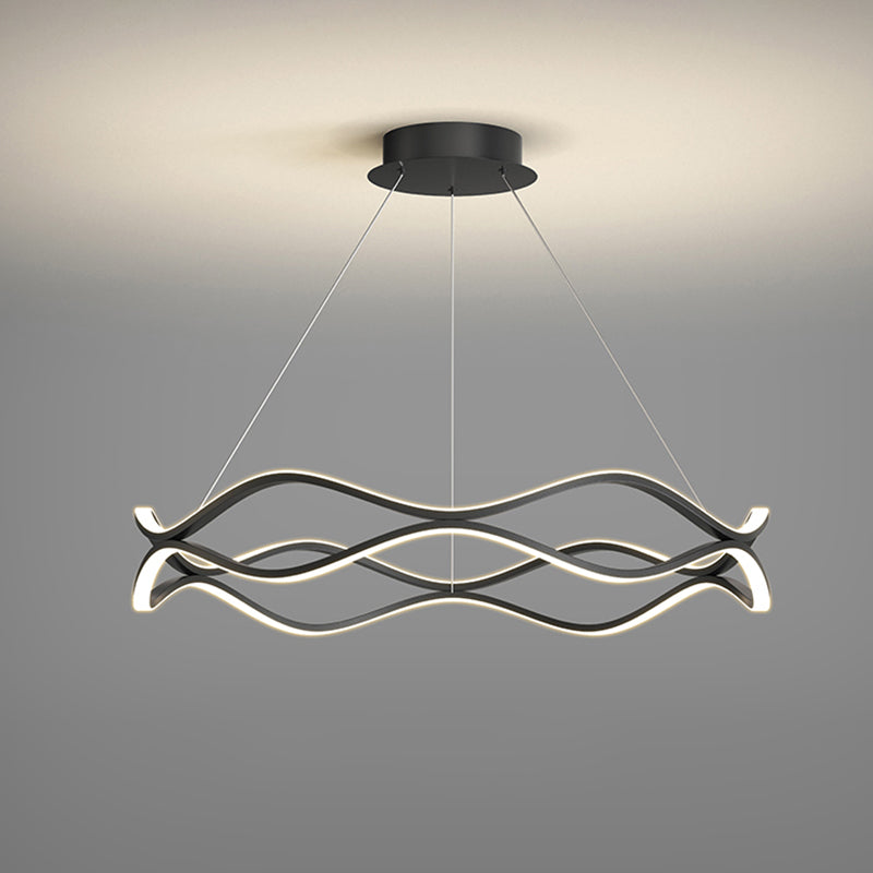 Metal Linear Chandelier Modern Style LED 2 Light Chandelier Lamp for Dining Room