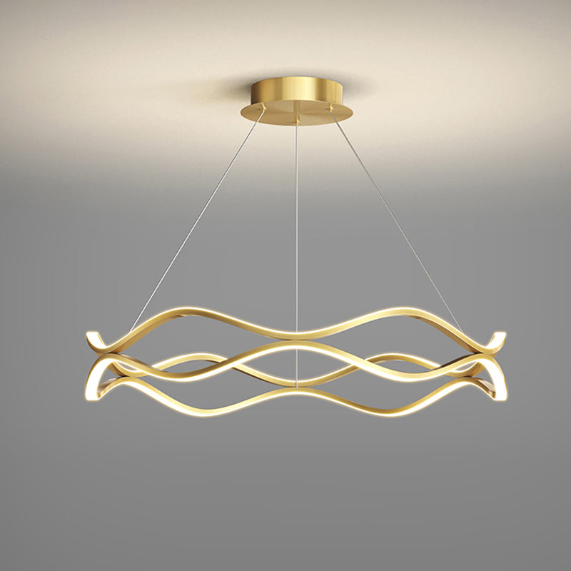 Metal Linear Chandelier Modern Style LED 2 Light Chandelier Lamp for Dining Room