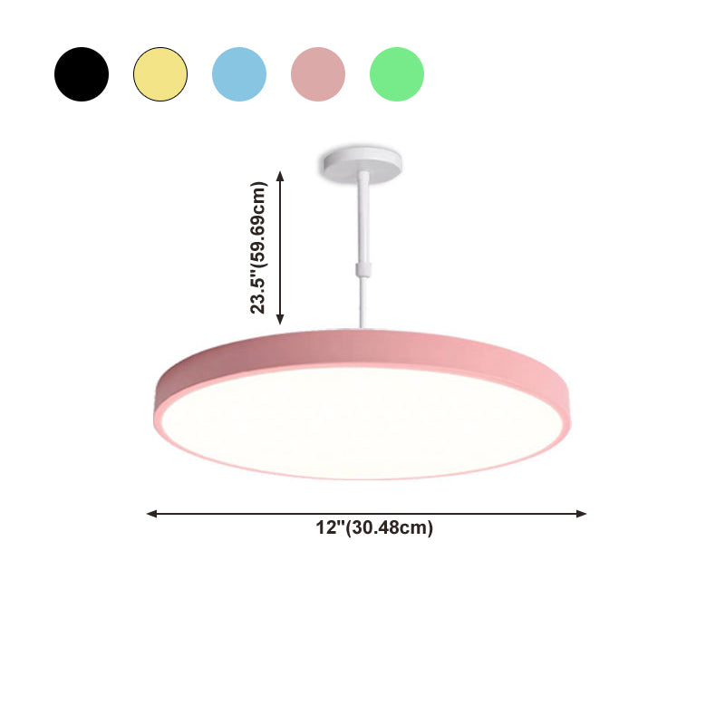 Accesorio de iluminación colgante de LED redondo multicolor Lámpara de suspensión ajustable de metal