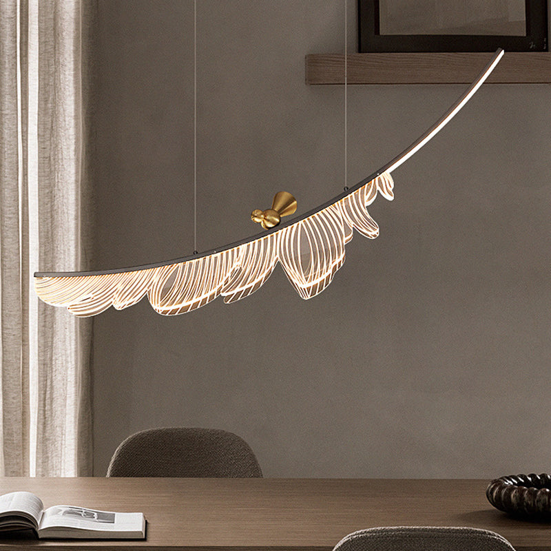 Modern Leaf Island Light 1-Light Restaurant Pendant Lighting Fixtures with Acrylic Shade