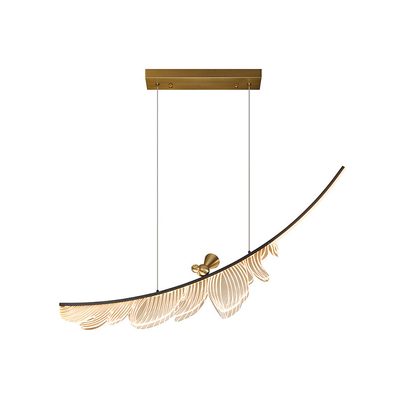 Modern Leaf Island Light 1-Light Restaurant Pendant Lighting Fixtures with Acrylic Shade