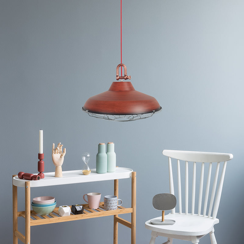 Metallrahmen Anhänger Beleuchtung mit Scheunen Schatten Industrial 1 Glühbirnen Wohnzimmer Hanging Lampe in Weiß/Kupfer/Rost