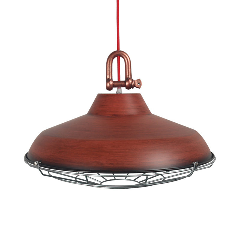 Apparecchio di illuminazione a sospensione con cornice metallica con tonalità fienile industriale 1 bulbo soggiorno lampada appesa in bianco/rame/ruggine