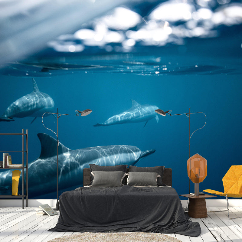 Tropical Beach Style Seabed Mural Mildew Resistant for Sitting Room