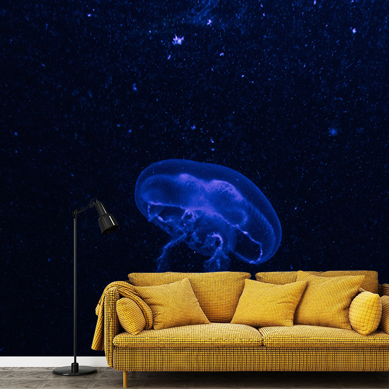 Jellyfish Print Tropical Beach Style Seabed Mural Wallpaper Mildew Resistant for Bathroom