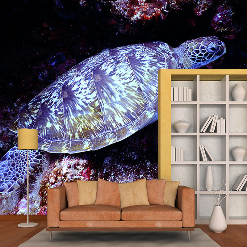 Jellyfish Print Tropical Beach Style Seabed Mural Mildew Resistant for Bathroom