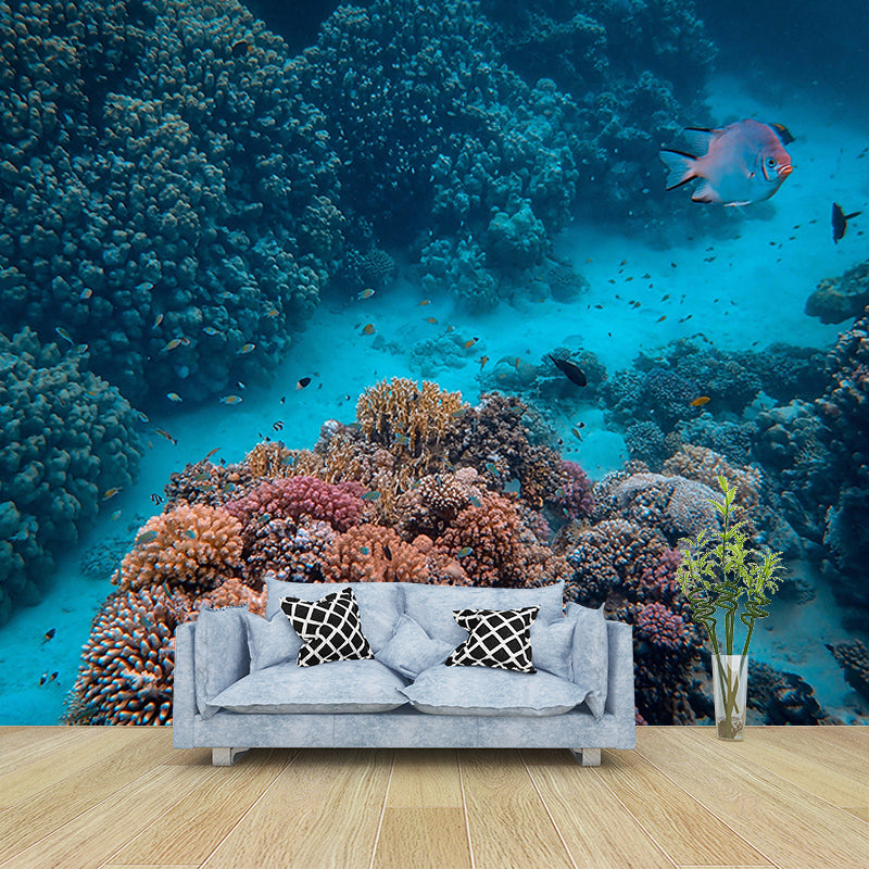 Undersea Tropical Beach Style Seabed Mural Wallpaper Mildew Resistant Wall Covering