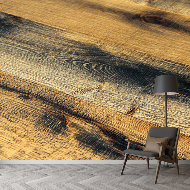 Industrial Style Wood Texture Mural Mildew Resistant for Living Room