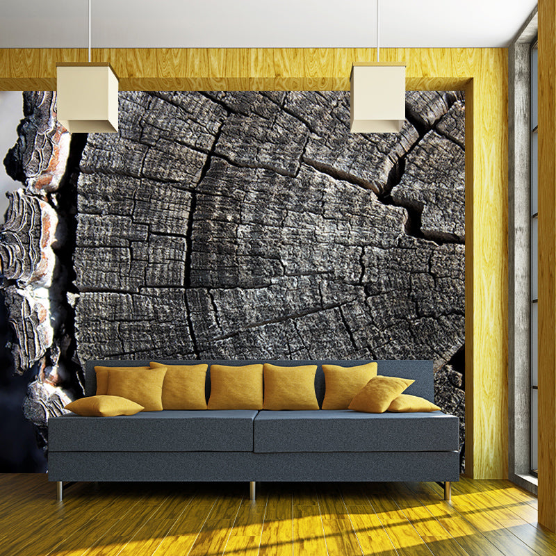 Industrial Style Wood Texture Mural Mildew Resistant for Bedroom
