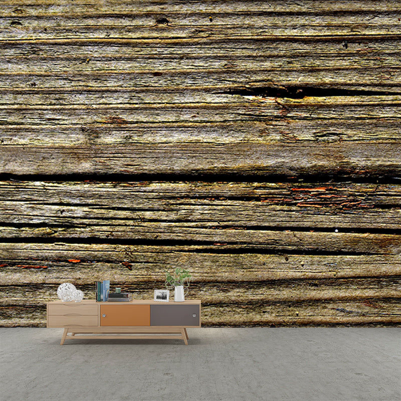 Industrial Style Wood Texture Mural Mildew Resistant for Home