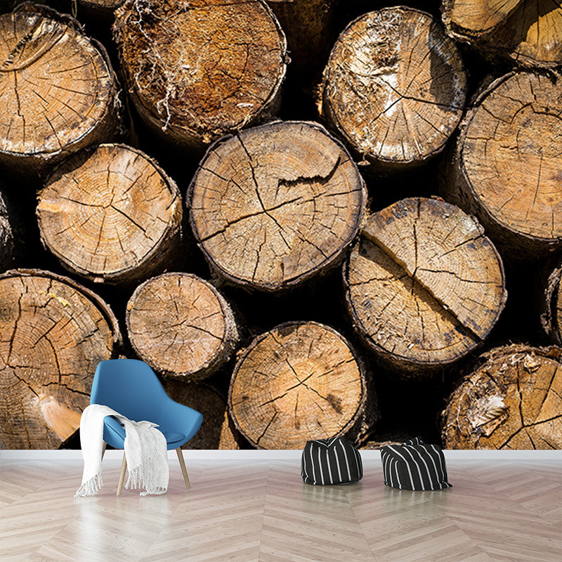 Industrial Style Wood Texture Mural Mildew Resistant for Home