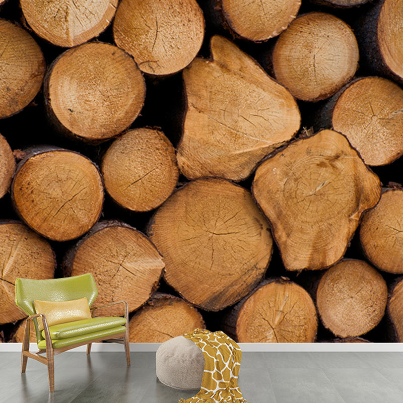 Wood Texture Industrial Style 3D Print Mural Mildew Resistant for Room