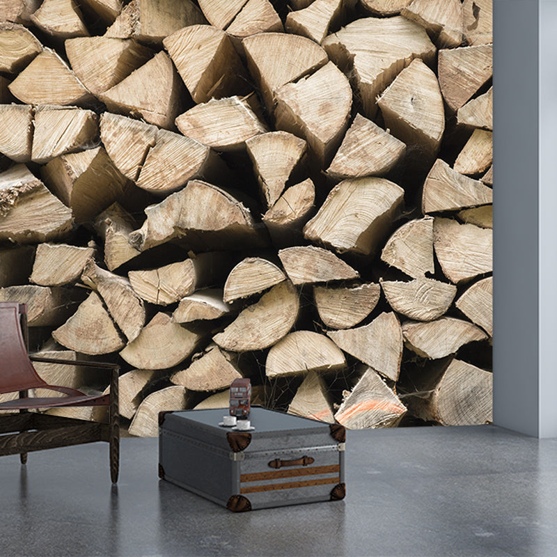 Wood Texture Industrial Style 3D Print Mural Mildew Resistant for Room