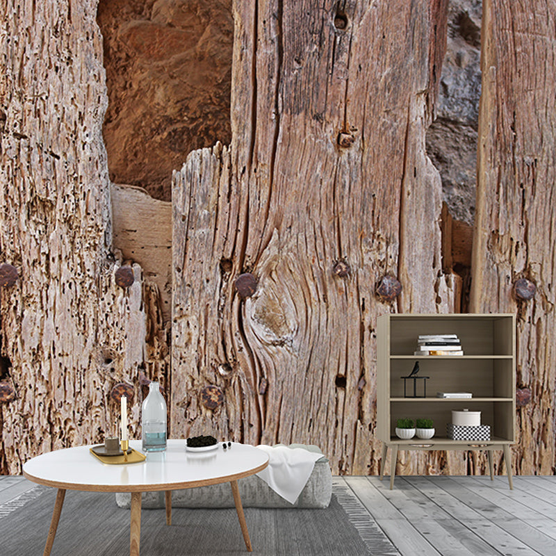 Wood 3D Industrial Style Wood Texture Mural Mildew Resistant Wall Decor