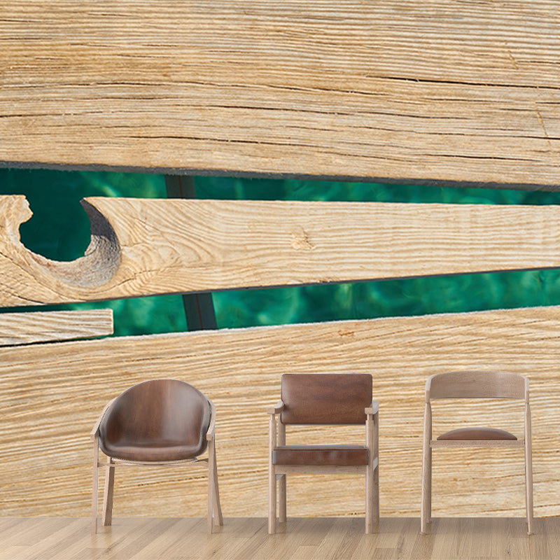 Wall Art Industrial Style Wood Texture Mural Wallpaper Mildew Resistant