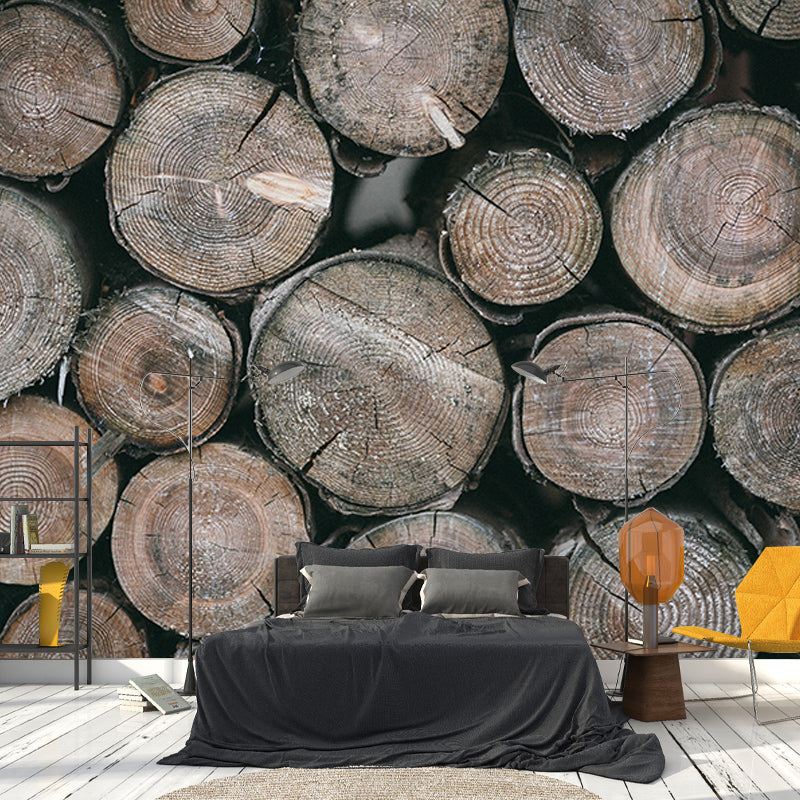 Wood Texture Mural Industrial Style Wallpaper Mildew Resistant Wall Covering