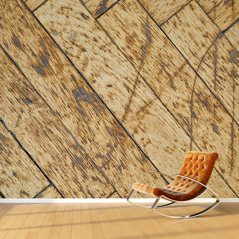 Wood Texture Mural Industrial Style Wallpaper Mildew Resistant Wall Covering