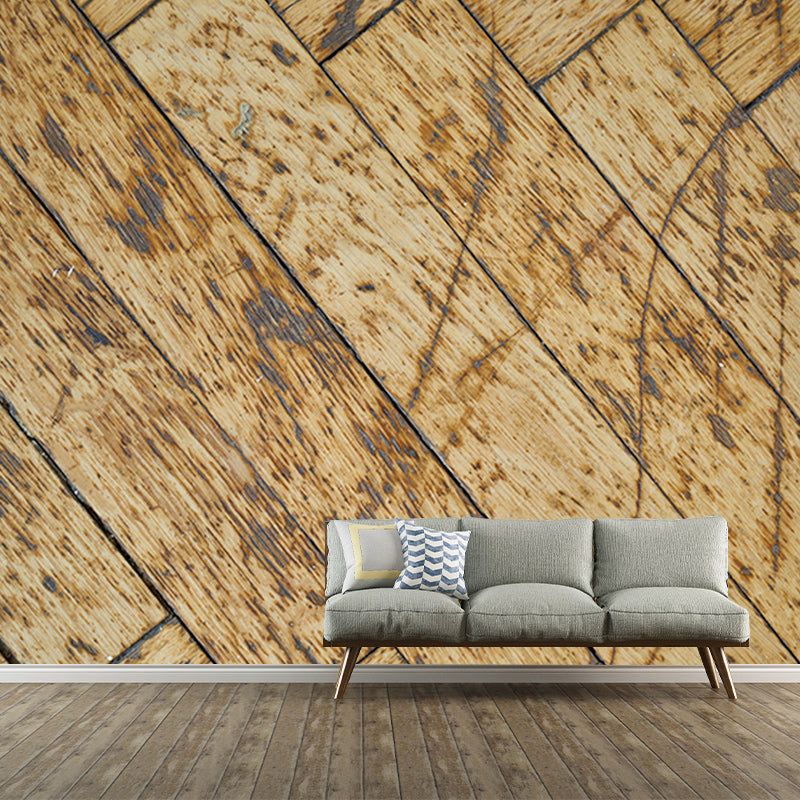 Wood Texture Mural Industrial Style Wallpaper Mildew Resistant Wall Covering