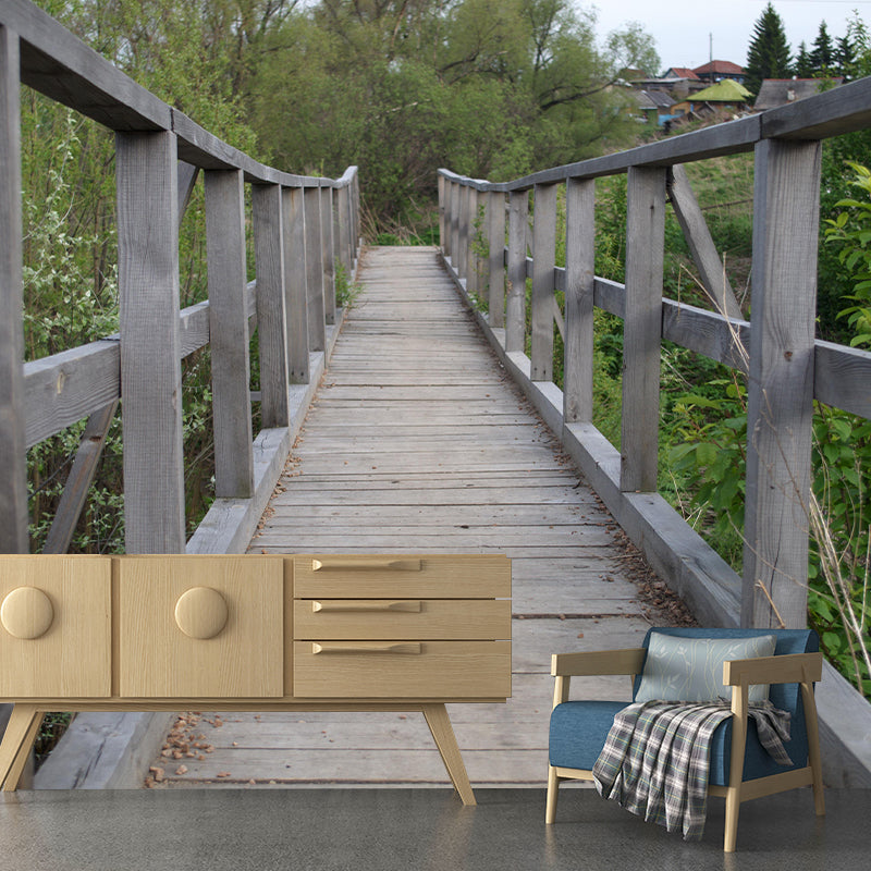 Wooden Bridge Environmental Space Extension Mural Wallpaper Photography Home Decor
