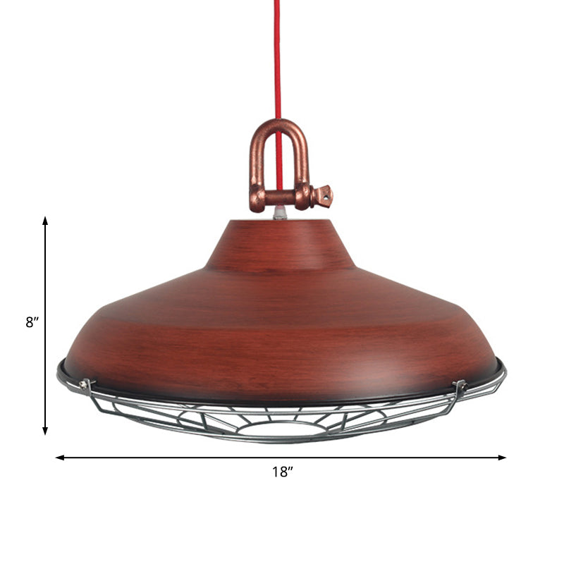 Apparecchio di illuminazione a sospensione con cornice metallica con tonalità fienile industriale 1 bulbo soggiorno lampada appesa in bianco/rame/ruggine