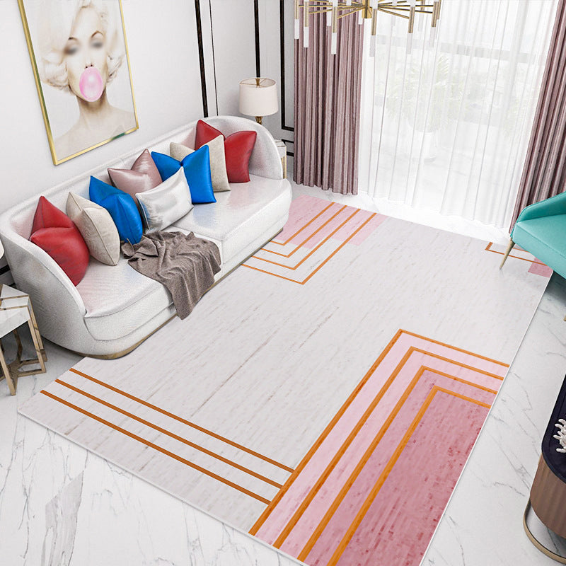 Dark Navy Modern Rug PVC Pattern Rug Stain Resistant Rug for Living Room