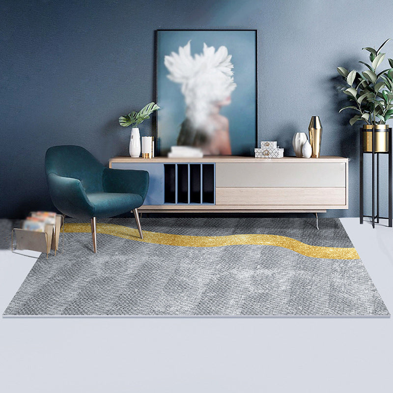 Dark Navy Modern Rug PVC Pattern Rug Stain Resistant Rug for Living Room