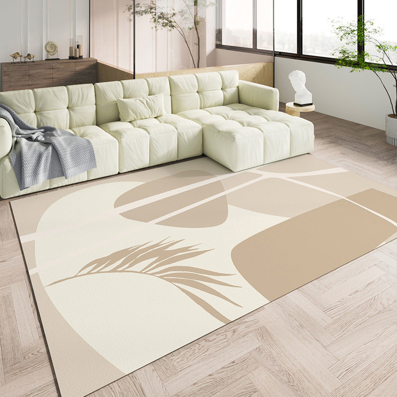 Beige Simple Rug PVC Line Rug Stain Resistant Rug for Living Room