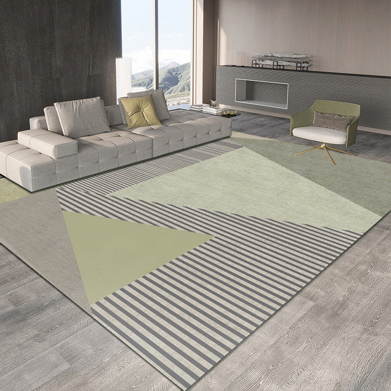 Gold Modern Rug Polyester Line Indoor Rug Non-Slip Backing Rug for Drawing Room