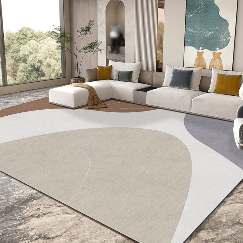 Gold Modern Rug Polyester Line Indoor Rug Non-Slip Backing Rug for Drawing Room