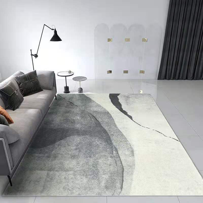 Black Modern Rug Polyester Stripe Area Rug Stain Resistant Rug for Home Decor