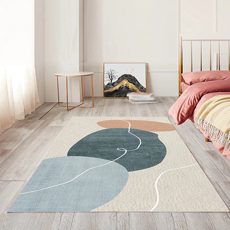 Pink Kids Rug Polyester Color Block Rug Stain Resistant Rug for Bedroom