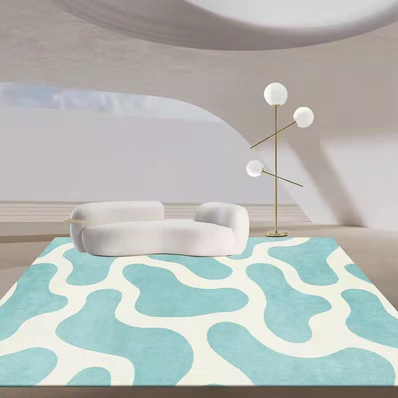 White Irregular Lattice Rug Polyester Modern Rug Washable Rug for Living Room