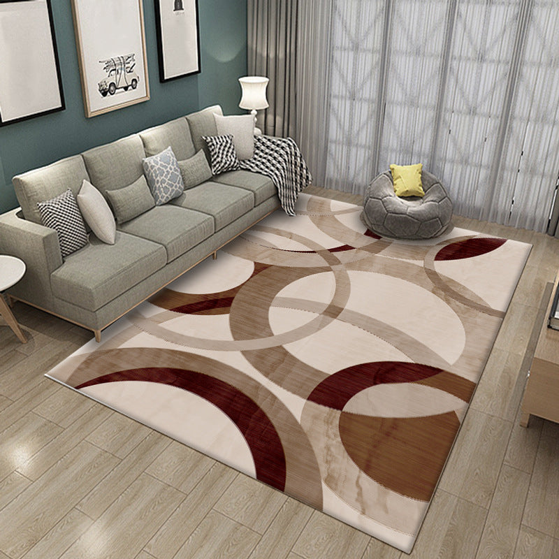 Beige Modern Rug Polyester Geometric Indoor Rug Washable Rug for Living Room