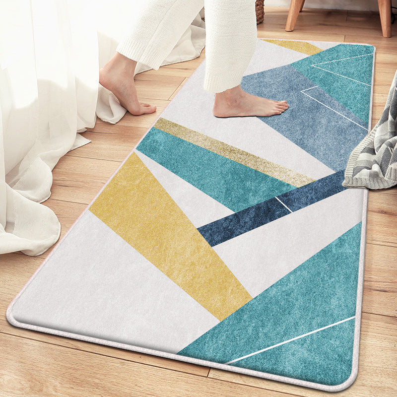Tapis à rayures en polyester à tapis à rayures en polyester blanc pour chambre à coucher