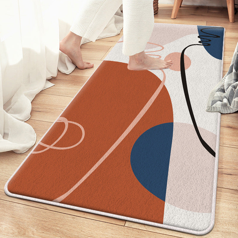 White Casual Carpet Polyester Striped Carpet Washable Carpet for Bedroom