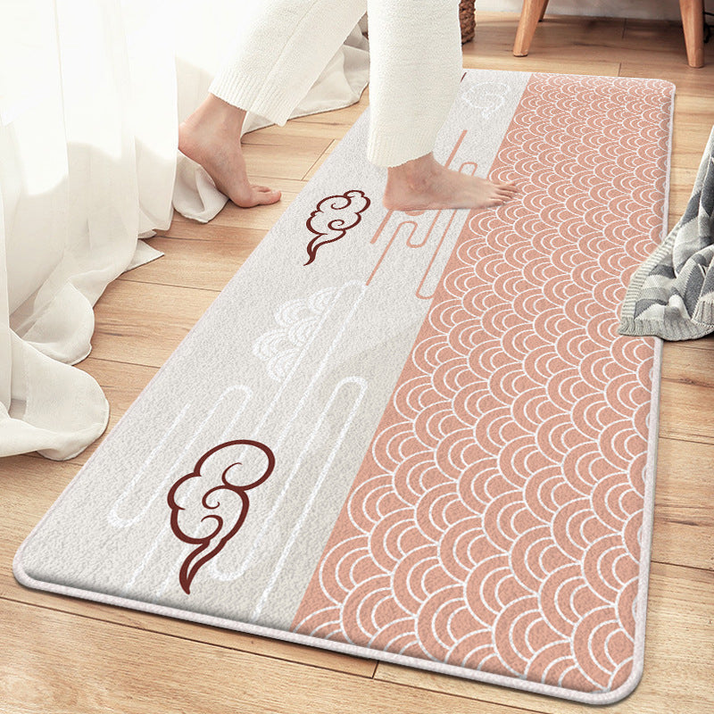 Tapis à rayures en polyester à tapis à rayures en polyester blanc pour chambre à coucher