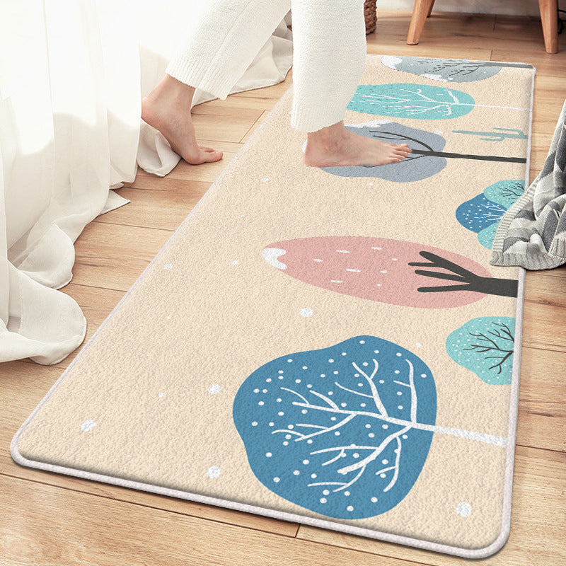 White Casual Carpet Polyester Striped Carpet Washable Carpet for Bedroom