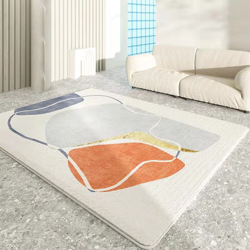 Orange Modern Rug Polyester Color Lump Rug Non-Slip Backing Rug for Home Decor
