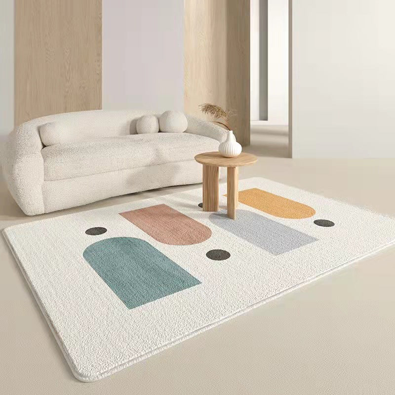 Orange Modern Rug Polyester Color Lump Rug Non-Slip Backing Rug for Home Decor