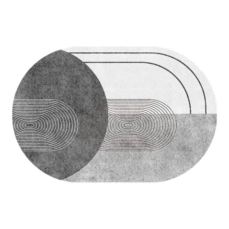 Dark Red Arc Indoor Rug Polyester Modern Rug Washable Rug for Home Decoration