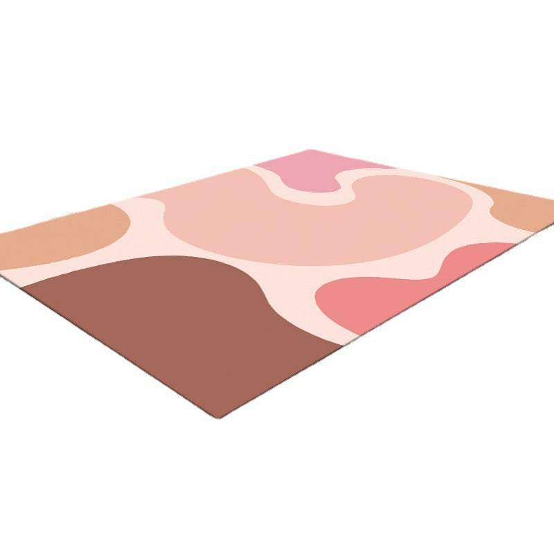 Tapis bloc de couleur rose, tapis d'intérieur en polyester, lavable, pour la décoration de la maison