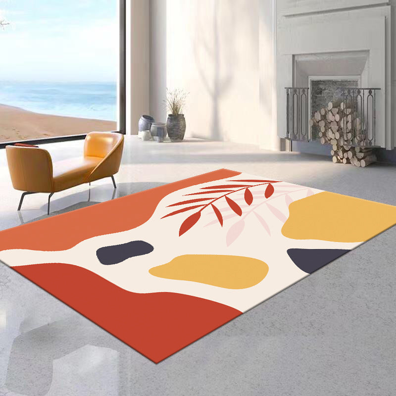 Tapis bloc de couleur rose, tapis d'intérieur en polyester, lavable, pour la décoration de la maison