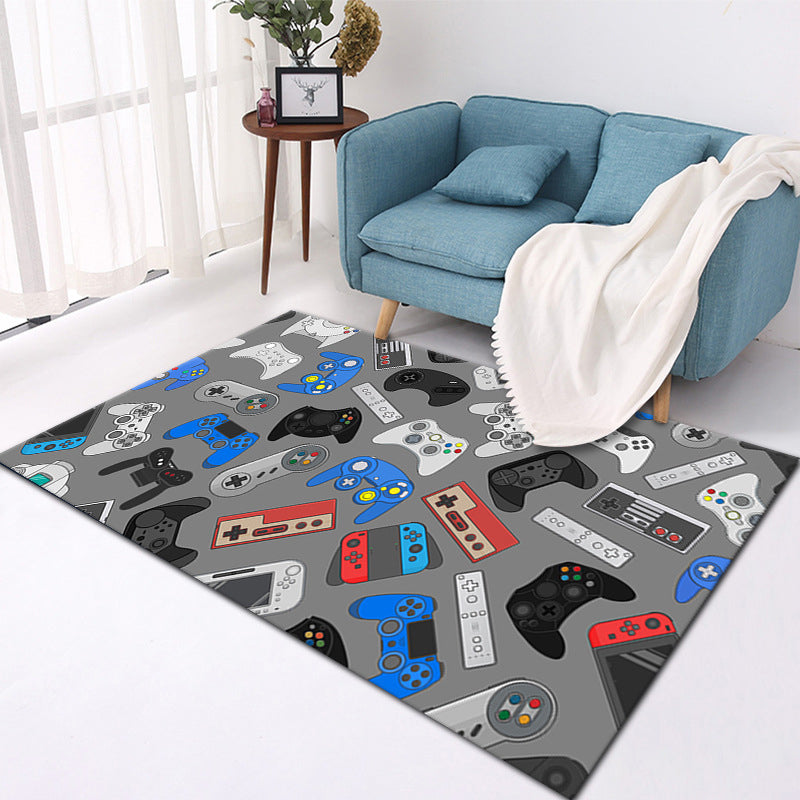 Modern Game Controller Pattern Carpet Polyester Indoor Rug Washable Area Rug