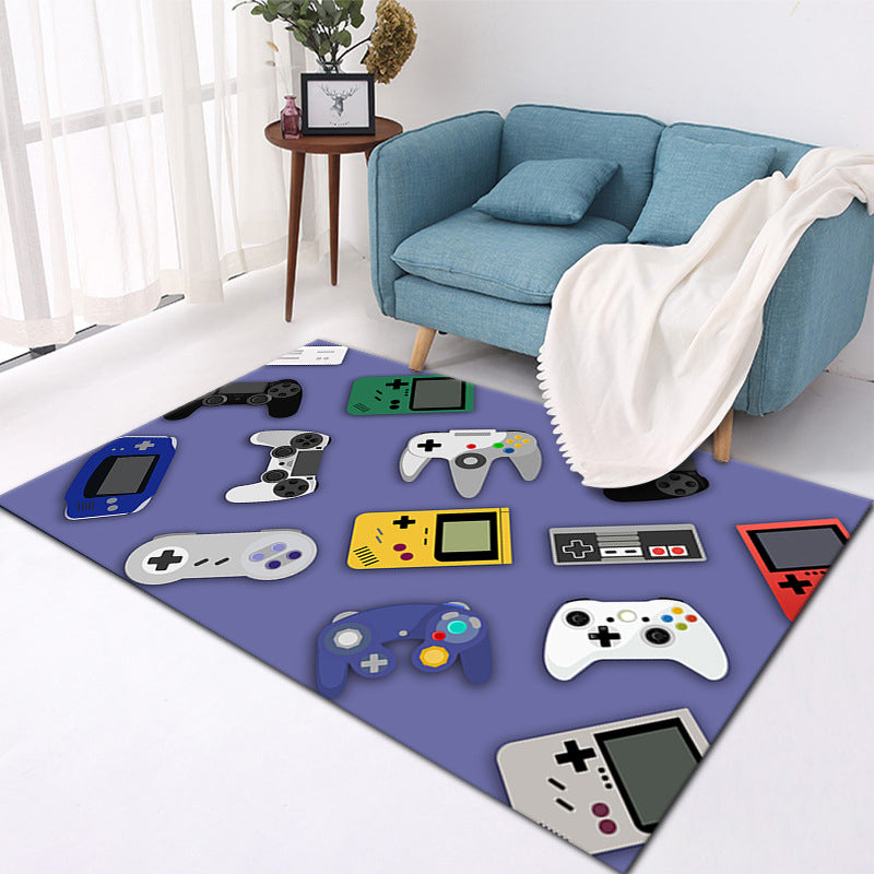 Modern Game Controller Pattern Carpet Polyester Indoor Rug Washable Area Rug